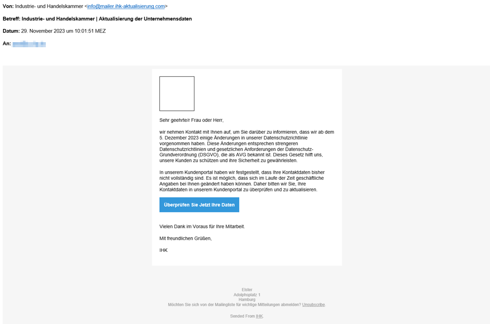 Achtung: Neue Phishing-Mail Im Umlauf - #GemeinsamUnternehmen